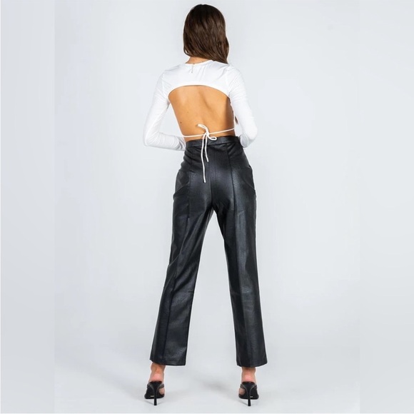 Princess Polly Faux Vegan Leather Encore Pants Black - Picture 3 of 8